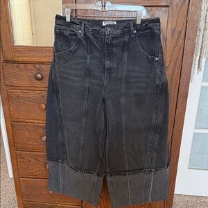 We The Free Charcoal Denim jeans Olsen cuffed barrel